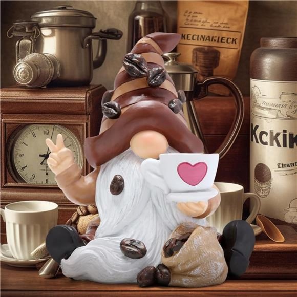 Themed Gnome 6-Inch High Miniature Statue for Coffee Bars, Decor for All Seasons - Picture 4 of 8